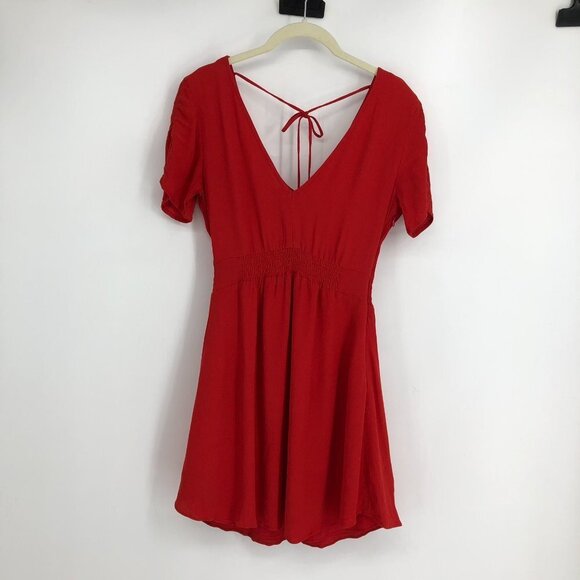 Gentle Fawn red scoop neck smocked waist short sleeve a-line mini dress size 2 - Picture 3 of 16